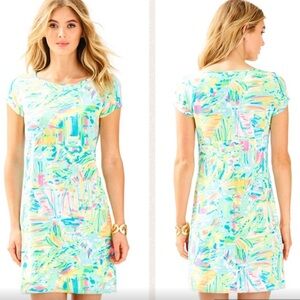 Lilly Pulitzer Short Sleeve Marlowe Dress 100% Cotton Women’s XL Sea Salt & Sun